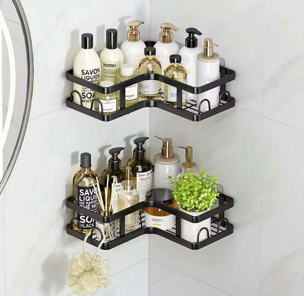 Étagère d’Angle Salle de Bain – Organisateur Mural Sans Perçage