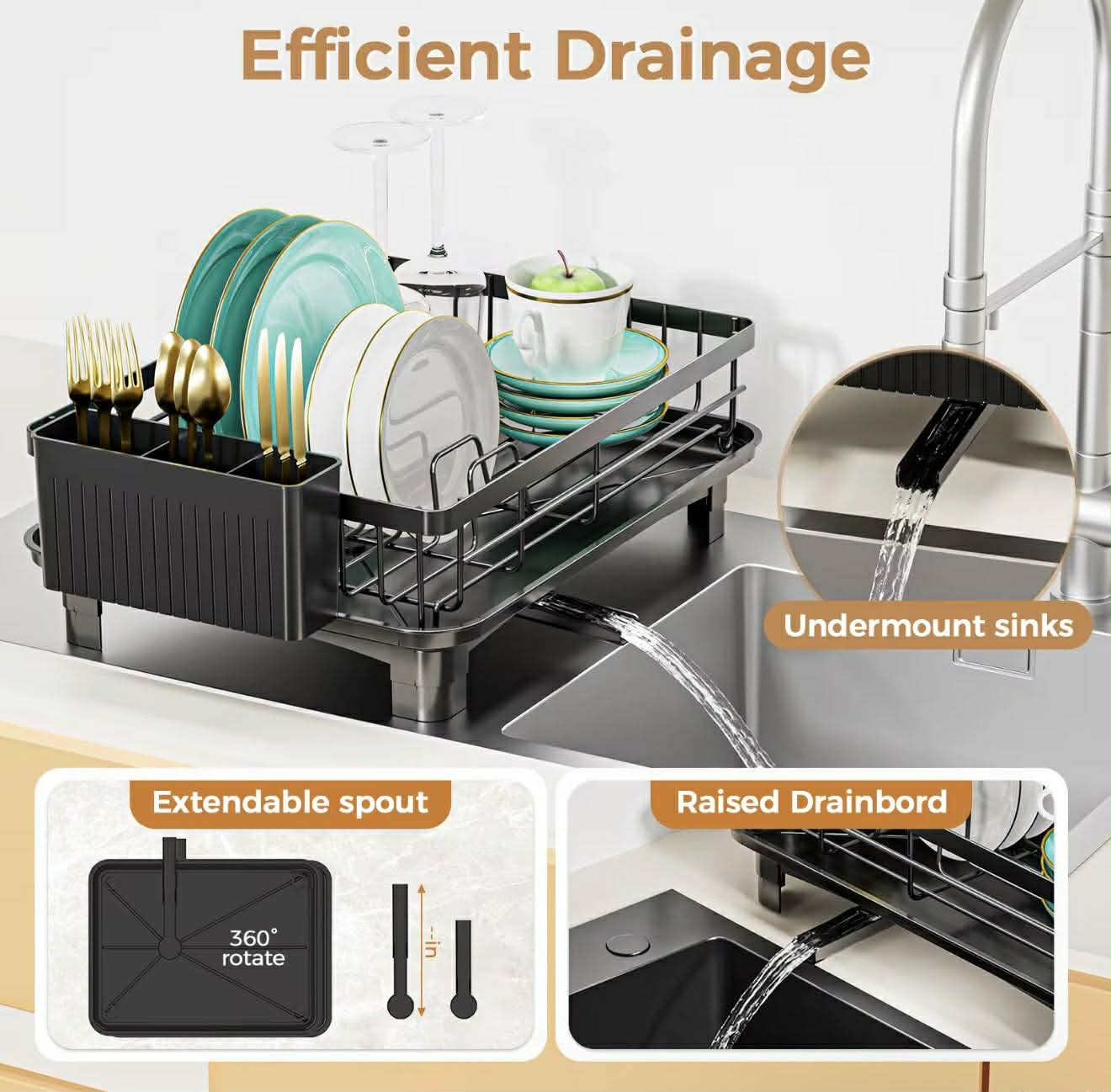 Égouttoir Vaisselle avec Drainage – Séchoir Vaisselle Cuisine